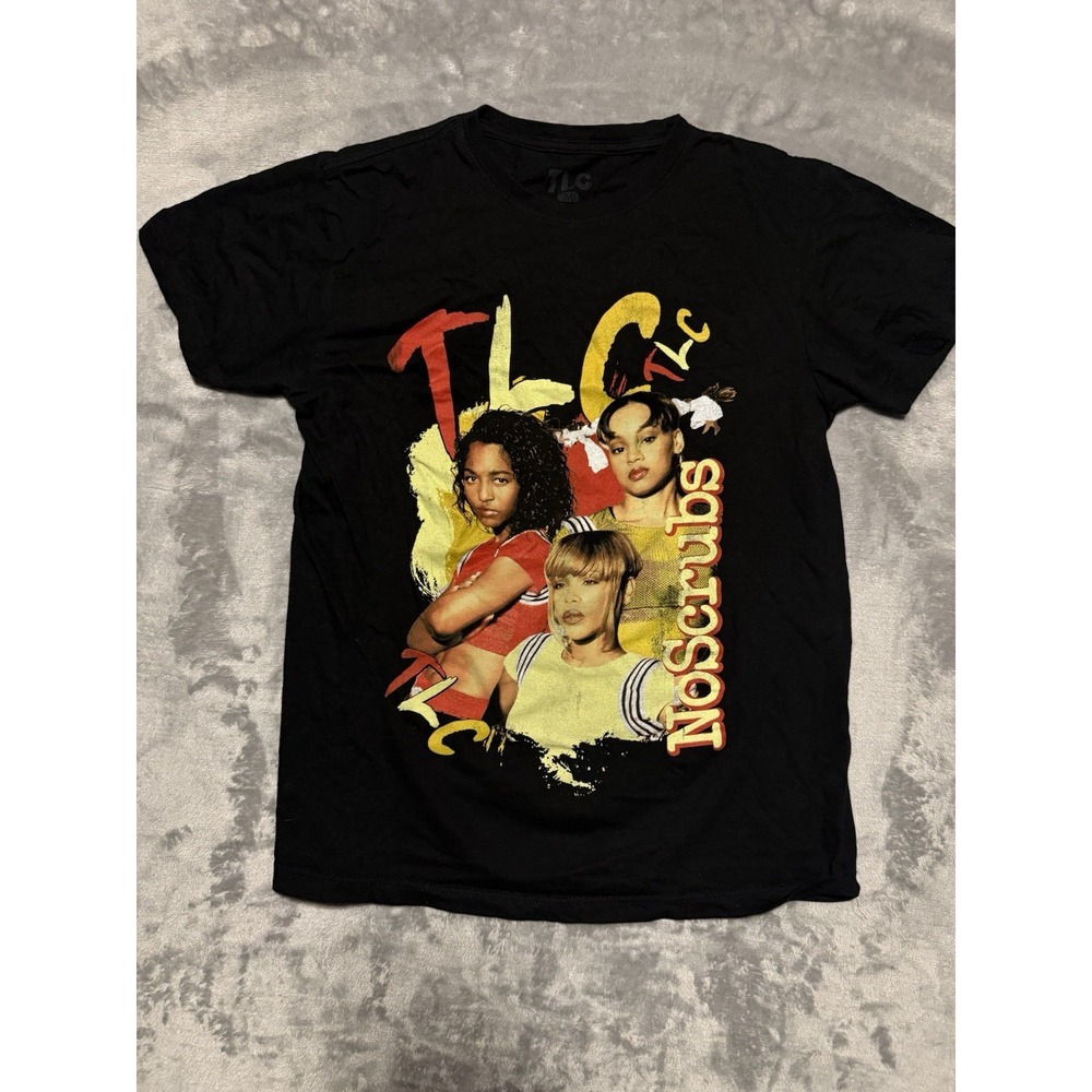 TLC T Shirt Women Medium Black No Scrubs Retro Short Sleeve Graphic Tee